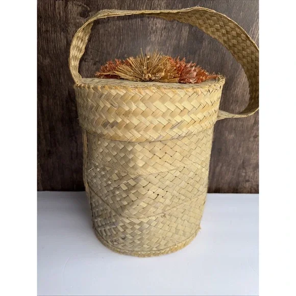 Handmade Nassau Bahamas Woven Tote Bag Handbag Beach Basket Raffia Straw‎ 12"H - Picture 6 of 9